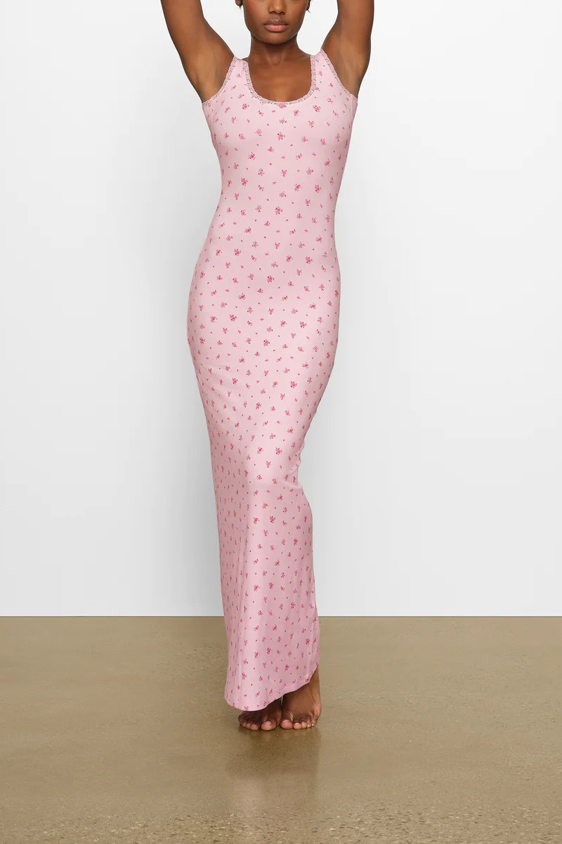 Sara Premium Cherry Red Backless Maxi Dress with Floral Print Designer Edit