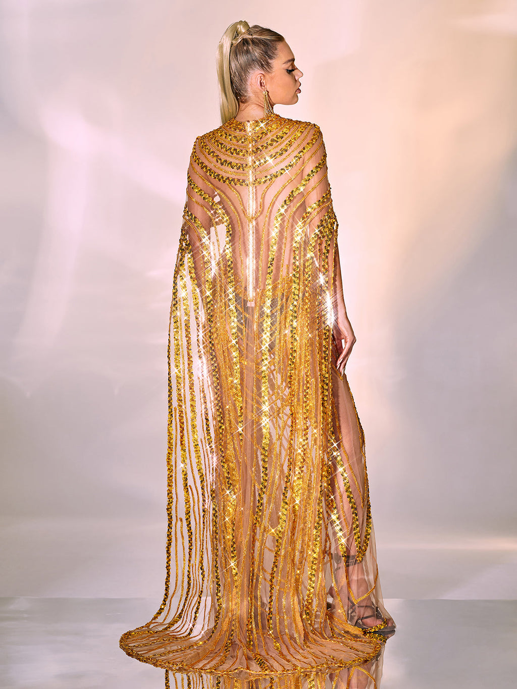 Chana Sequin Crystal Mesh Maxi Dress