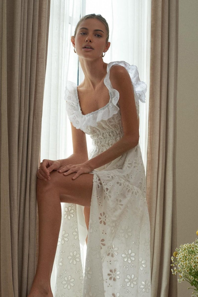 Samanta Premium Backless Maxi Dress with Slit and Square Neckline Wardrobe Essential