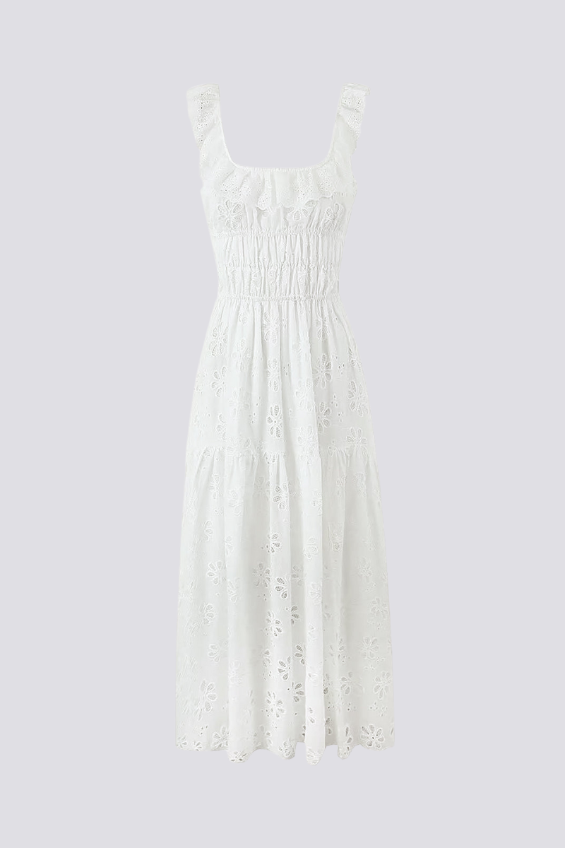 Samanta Premium Backless Maxi Dress with Slit and Square Neckline Wardrobe Essential