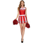 Sleeveless Scoop Neck Letter Print Pleated Cheerleader Uniform Dress