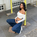 DressBetty - Off Shoulder Slim Fit Crop Top