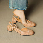 Chic Genuine Leather Slingback Heels