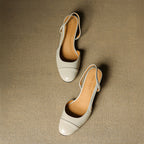 Chic Genuine Leather Slingback Heels