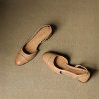 Chic Genuine Leather Slingback Heels
