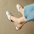 Chic Genuine Leather Slingback Heels