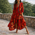 Chloe - Women's Boho Floral Dress with Layered Skirt