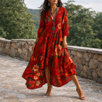 Chloe - Women's Boho Floral Dress with Layered Skirt