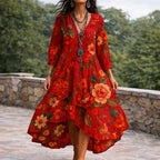 Chloe - Women's Boho Floral Dress with Layered Skirt