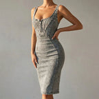 Chloé Montclair Denim Bodycon Midi Dress