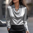 Chloé Montclair Draped Satin-Look Blouse