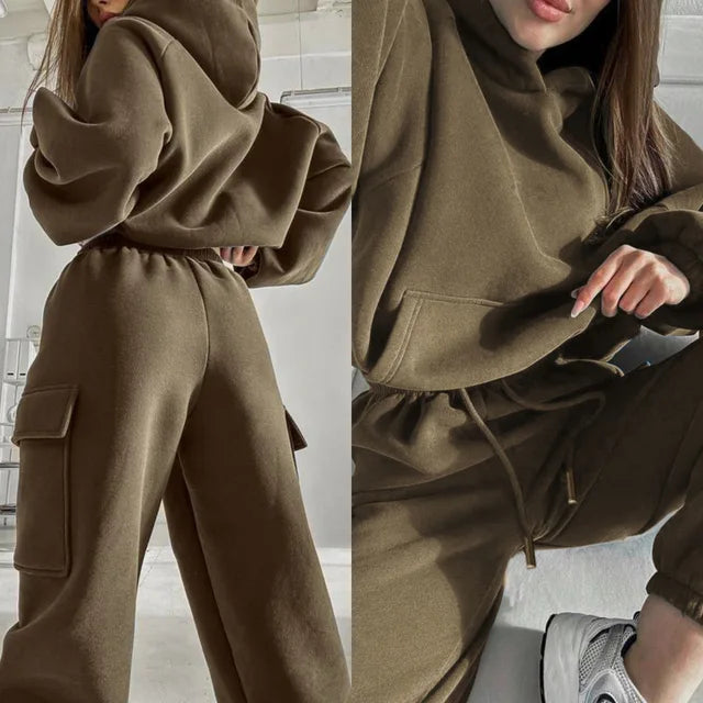 | Women's Cargo Pocket Hoodie and Joggers Set