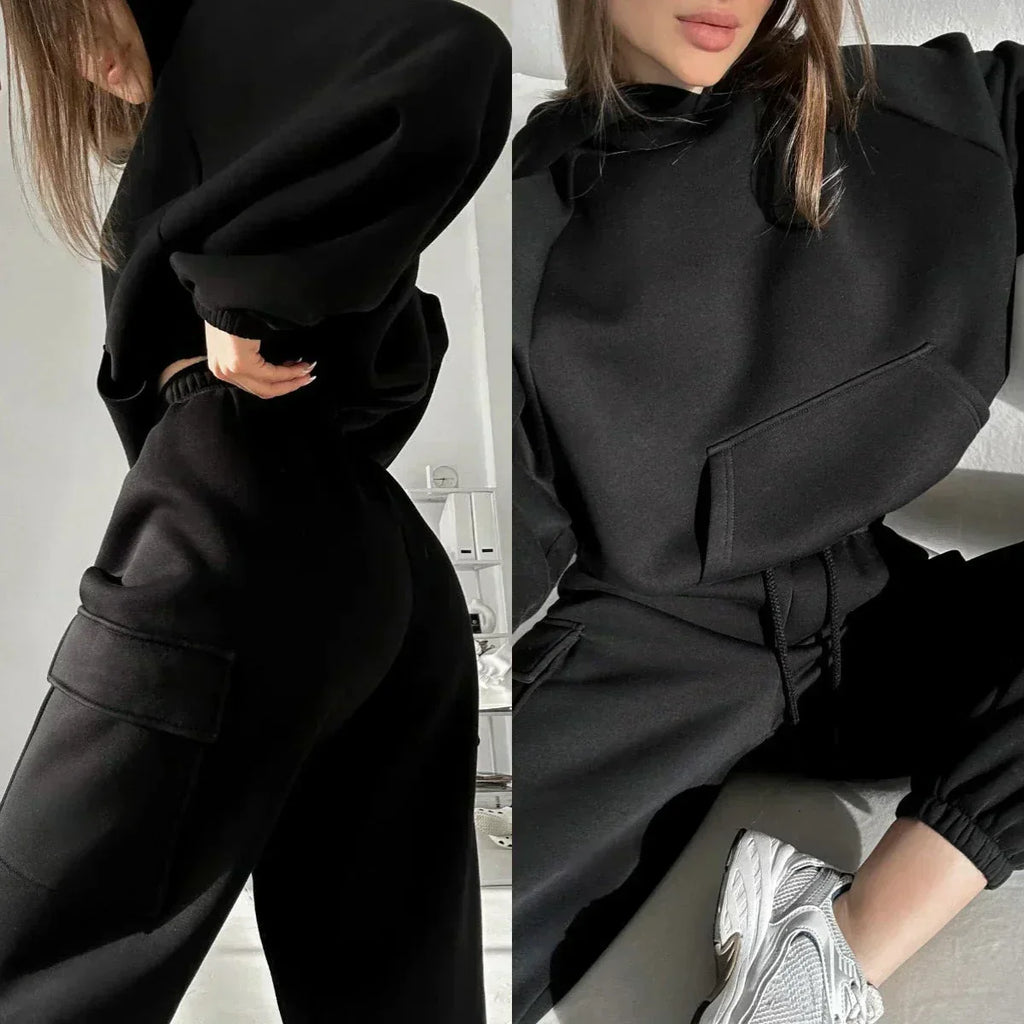 | Women's Cargo Pocket Hoodie and Joggers Set