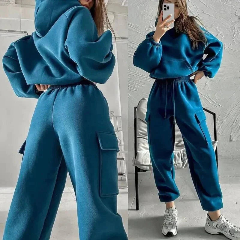 | Women's Cargo Pocket Hoodie and Joggers Set