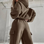 | Women's Cargo Pocket Hoodie and Joggers Set