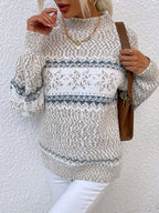 DressBetty - Snowflake Turtleneck Loose Sweater