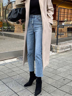 DressBetty - High Waist Ankle Length Straight Pants Slim Fit Washed Female Denim Trousers Boyfriend Girl Jean