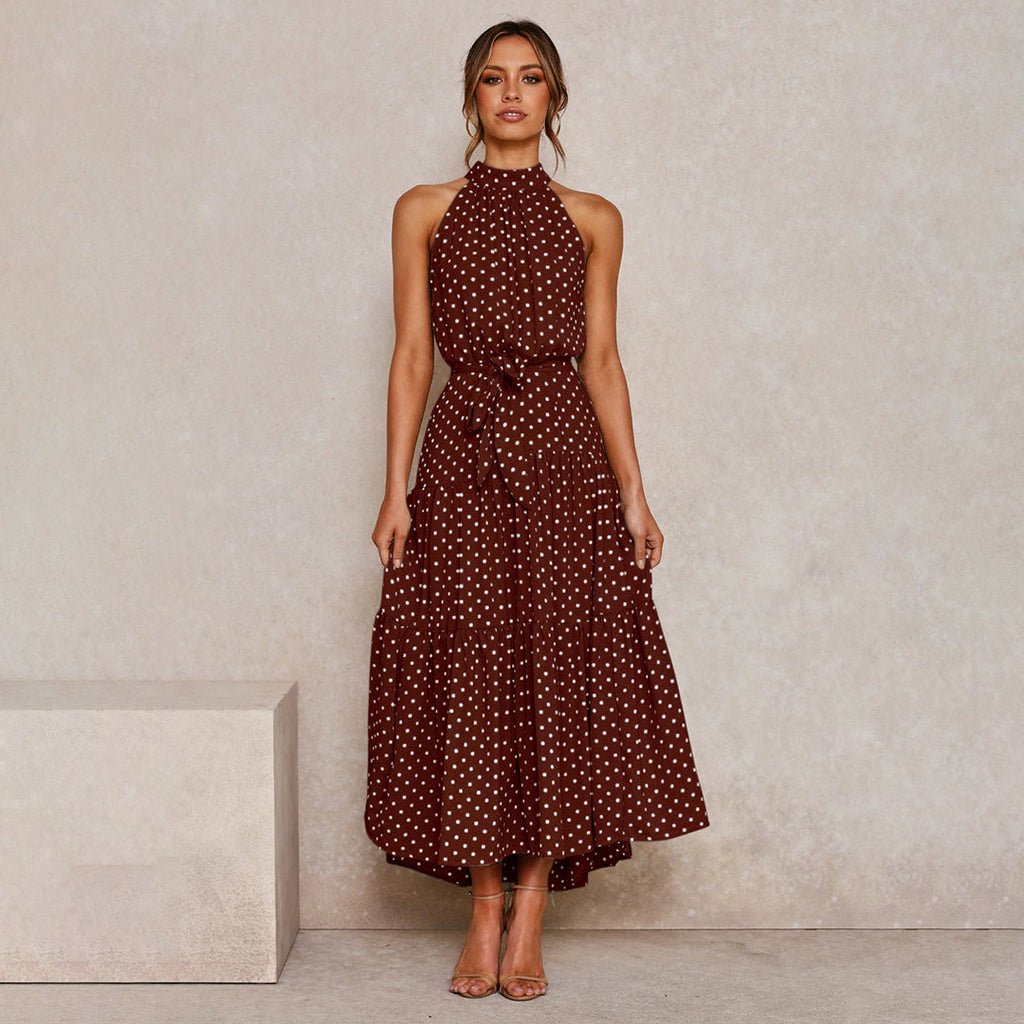 Sara Aesthetic Long Polka Dot Dress Boutique Collection