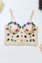 Colorful Rhinestone Corset Cami Top