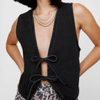 Denim Bow Tie Crop Top