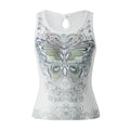 DressBetty - Slim Knitted Vest White Sleeveless O Neck Butterfly Vintage Print Tank Crop Tops