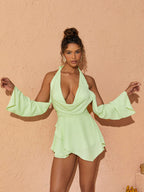 Contessa Halterneck Draped Neck Mini Dress