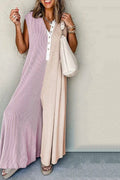 Contrast Color Sleeveless Jumpsuits