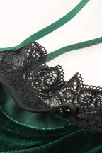Blue Zone Planet | Contrast Lace Velvet Cutout Halter Neck Babydoll Set