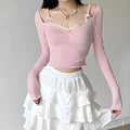 Coquette Bow Straps Ruched Top