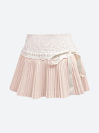 Coquette Lace Pleated Mini Skirt