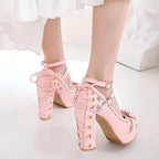 Coquette Lace Up High Heels