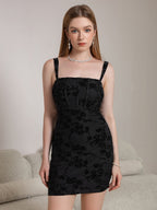 Corset Flocked Print Bodycon Cami Dress