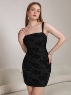 Corset Flocked Print Bodycon Cami Dress