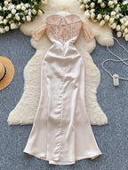 Corset Satin Maxi Dress