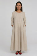 Cotton Linen Long Sleeve Loose Midi Dress