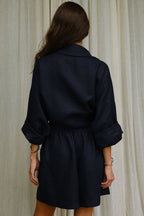 Cotton Slit Hem Blouse Shorts Suits