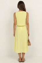 Cotton Tank Top Single-breasted Skirt Suits