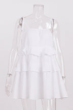 Tie Shoulder Spaghetti Strap Tiered Ruffle Babydoll Mini Dress