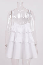 Tie Shoulder Spaghetti Strap Tiered Ruffle Babydoll Mini Dress