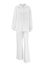 Cotton Button Long Sleeve Long Pant Set