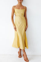 Cowl Neck Tie-back Slit Cami Dress