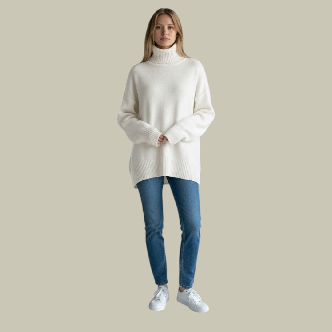 | Women's Modern Relaxed Fit Turtleneck Sweater