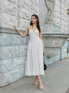 Crisscross Tie Back Lace Spliced Tie Front Tube Dress