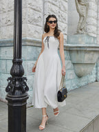 Crisscross Tie Back Lace Spliced Tie Front Tube Dress
