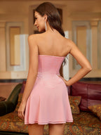 Crisscross Tie Front Corset Tube Mini Dress