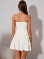 Crisscross Tie Front Corset Tube Mini Dress