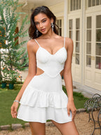 Cut Out Double Pleated Backless Cami Dress