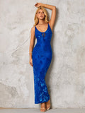 Cut Out Tie Front Zipper Back Maxi Dress
