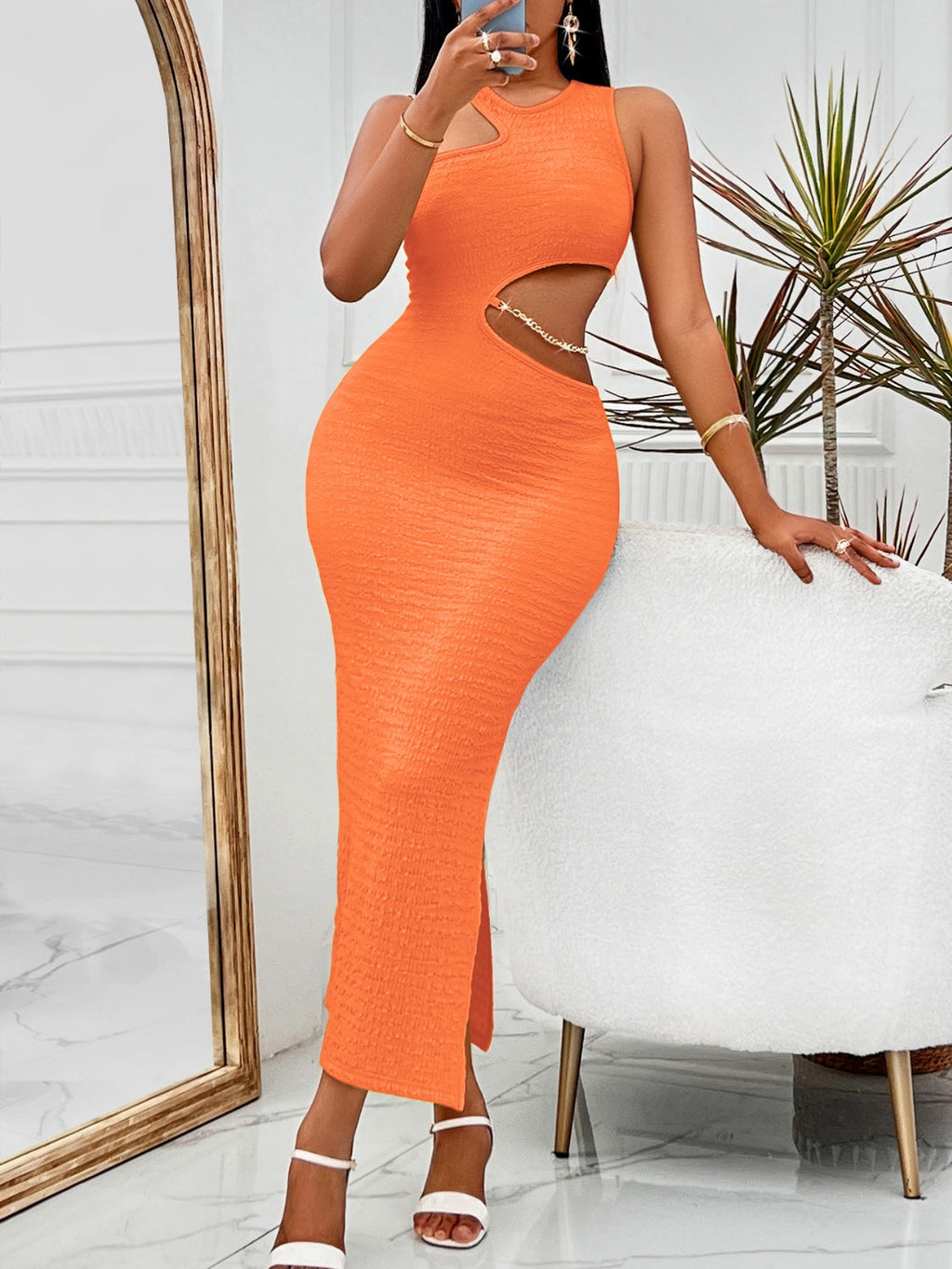 Cutout Sleeveless Split Dress
