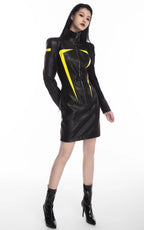 Cyberpunk Faux Leather Maxi Dress
